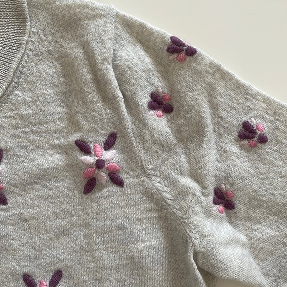 J. Crew 3/4 Sleeve Embroidered Merino Wool Sweater - Picture 3 of 5